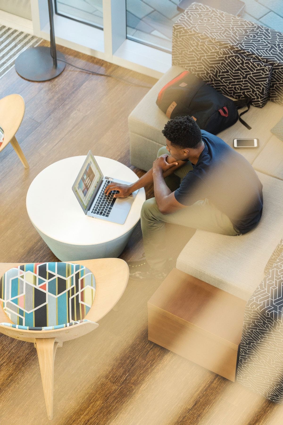 person working remotely in coworking space