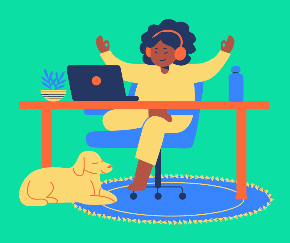 Remote employee at peace with their remote work situation.