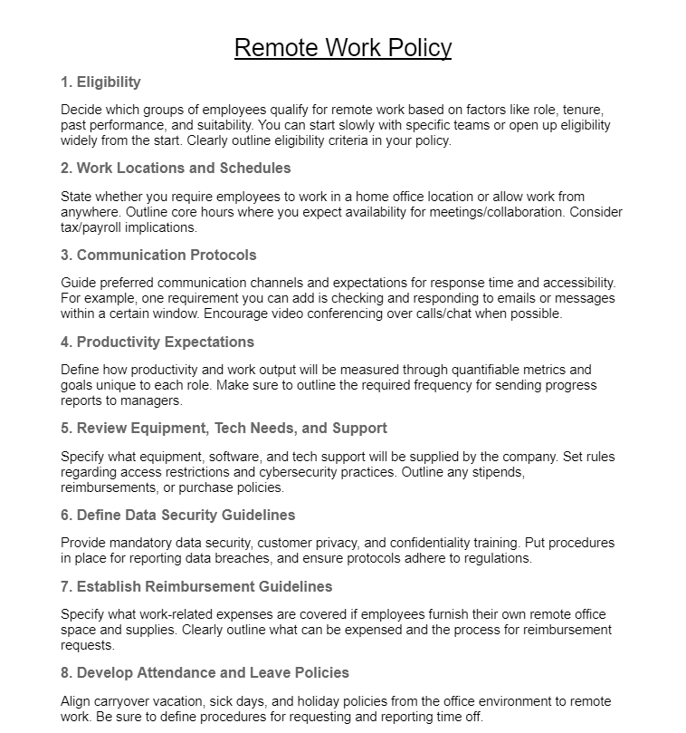 Remote work policy
